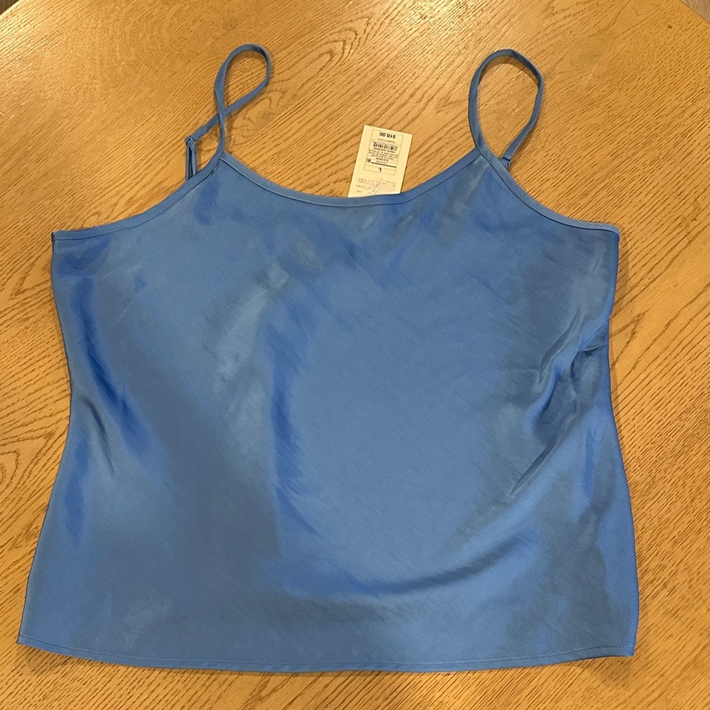 a new day Blue Satin Camisole Tank Top NWT LARGE
